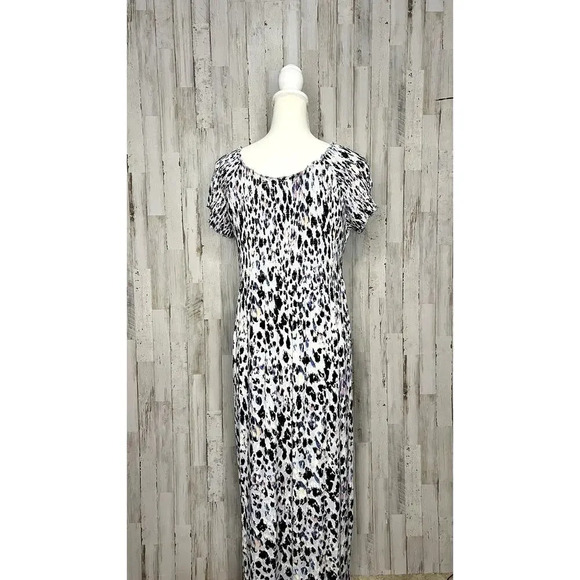 Soft Surroundings Women's Large Multicolor Short Sleeve Leopard Print Maxi Dress - Picture 5 of 7